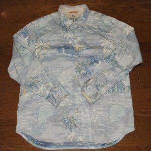 Tommy Bahama Button Up Hawaiian Shirt Men’s 2XL Blue Floral Aloha Relax